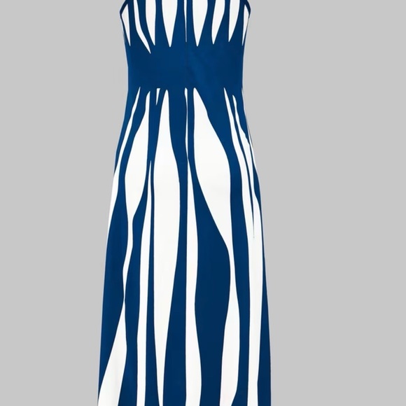 👗 Blue and White Striped Maxi Dress - Picture 2 of 8